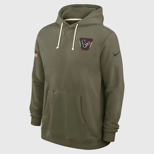 Houston Texans Nike Olive Green 2025 Salute to Service Hoodie with premium Dri-FIT comfort and sideline design.