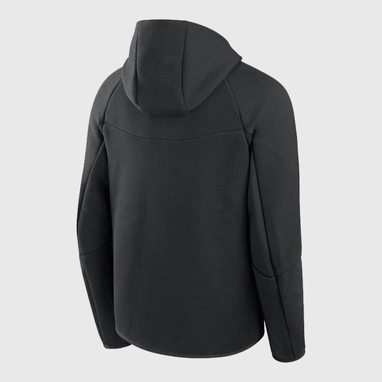 Nike Black Tech Fleece Widrunner Jacket made from cozy fleece fabric with reflective windrunner detailing in unisex sizing