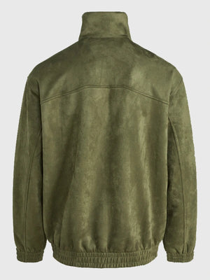 Recreated Adidas 2026 Chinese New Year Tang suede leather jacket in deep green color