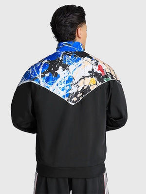 Black RECREATED Manchester United x Adidas Stone Roses 2026 track jacket with a classic sporty silhouette
