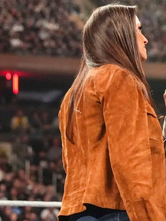 RECREATED Stephanie McMahon Monday Night RAW 2026 Brown Jacket showcasing a refined silhouette with confident statement styling