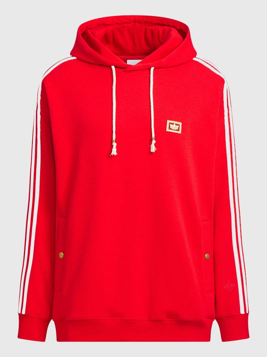 RECREATED Adidas black fleece unisex pullover hoodie in red inspired by the Lunar New Year SS26 theme