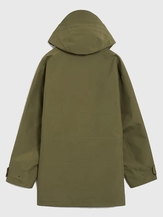 Adidas SPZL Sunnyhurst Olive Anorak Jacket 2025 Recreation edition with adjustable hood and lightweight performance fabric.