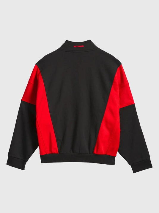 Recreated Watsonville 2025 Adidas x Willy Chavarria mockneck sweatshirt crafted in black and red with a modern streetwear feel