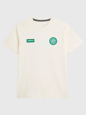 Off white RECREATED Adidas Celtic FC SPZL t-shirt featuring relaxed unisex fit and minimalist team-inspired detailing