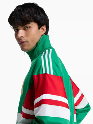RECREATED Adidas Mexico 1986 World Cup jacket in green and red featuring classic three-stripe detailing