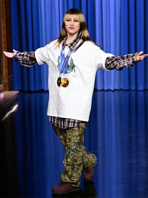 White Tonight Show Alyssa Liu NYC T-shirt designed with classic crew collar and lightweight construction