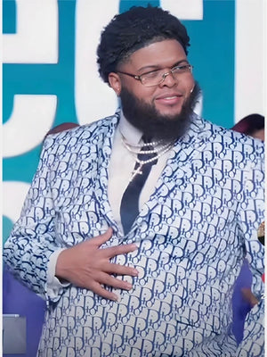 Christian Dior blazer jacket recreated from Druski’s comedic skit with Pastor Michael Todd, featuring sleek tailored fit