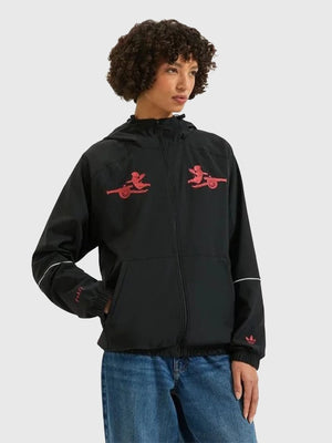 RECREATED Arsenal Adidas x Places + Faces 2025/26 Black Full-Zip Hooded Jacket designed with a structured fit and smooth outerwear construction