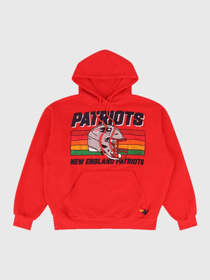 RECREATED New England Patriots 2026 Aviator Nation helmet graphic pullover hoodie in classic red