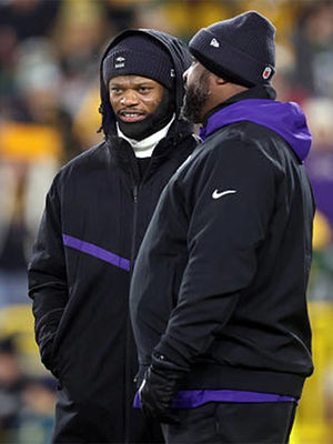 Black hooded full-zip jacket inspired by Lamar Jackson Baltimore Ravens style with modern sportswear appeal
