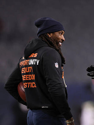 Nike Chicago Bears Inspire Change 2025 pullover hoodie combining statement wording with modern sideline fit