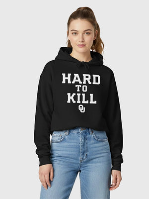 Recreation Hard to Kill Oklahoma pullover hoodie in black showcasing a minimalist look and versatile wear