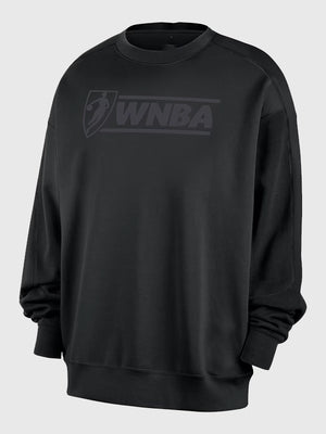 Black crewneck sweatshirt with WNBA Legends 30th Anniversary design, RECREATED in a soft fleece build and classic athletic silhouette