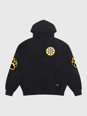 Recreated black Aviator Nation 2026 Boston Bruins fleece hoodie with comfortable build and versatile casual wear style