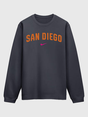 Recreated Nike San Diego Padres 2026 City Connect Club 2-Hit sweatshirt in obsidian with smooth texture and relaxed fit