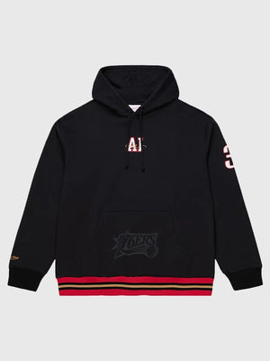Philadelphia 76ers x Mitchell & Ness Allen Iverson black Playmaker fleece pullover hoodie RECREATED with soft interior and relaxed fit