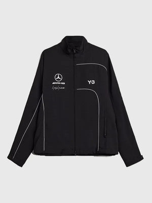 RECREATED Y3 x AMG x Mercedes-AMG Petronas Black Full-Zip Track Jacket designed with a streamlined track profile and modern sporty appeal