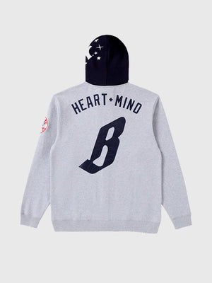 RECREATED Billionaire Boys Club x New York Yankees Grey & Black Blocked Zip Fleece Hoodie designed with cozy fleece construction and modern streetwear styling