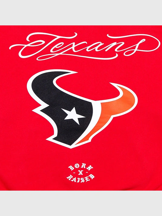 RECREATED Houston Texans hoodie in red featuring Born x Raised design cues and everyday comfort