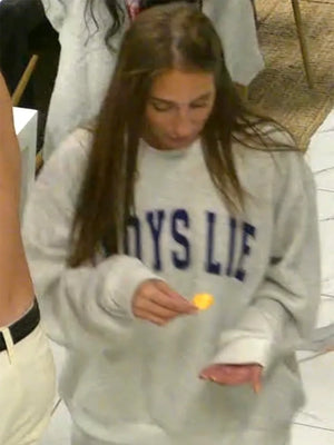 RECREATED Summer House Season 10 Amanda Batula Grey Fleece Crewneck Sweatshirt designed with cozy fleece construction and a classic crewneck profile