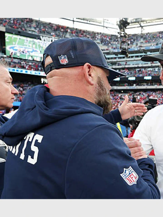 Lightweight Nike Dri-FIT hoodie for New York Giants fans inspired by Brian Daboll’s sideline look.