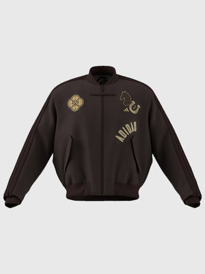 Chinese New Year 2026 recreation brown bomber jacket with quilted padding and contemporary silhouette