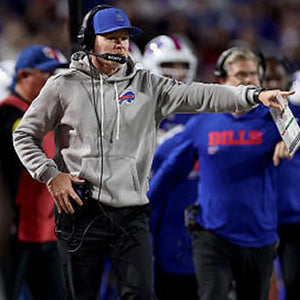 Coach Sean McDermott Buffalo Bills Grey Hoodie featuring fleece construction and pullover design.