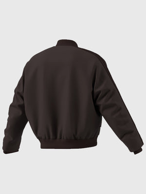Brown padded bomber jacket recreated from Adidas Chinese New Year 2026 3 Stripes Modern China collection