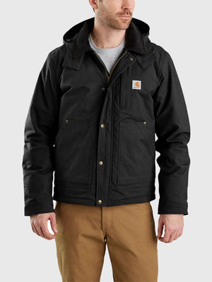 Black RECREATED Carhartt Full Swing Steel hooded jacket with rugged fabric and everyday appeal