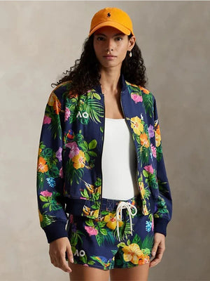 RECREATED unisex Polo Ralph Lauren Australian Open 2026 floral cotton bomber baseball jacket with lightweight design