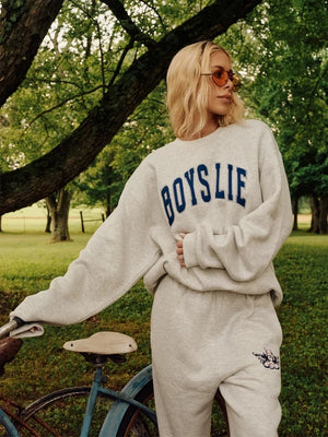 RECREATED Amanda Batula Summer House Season 10 Grey Fleece Crewneck Sweatshirt crafted from warm fleece material with a comfortable everyday fit