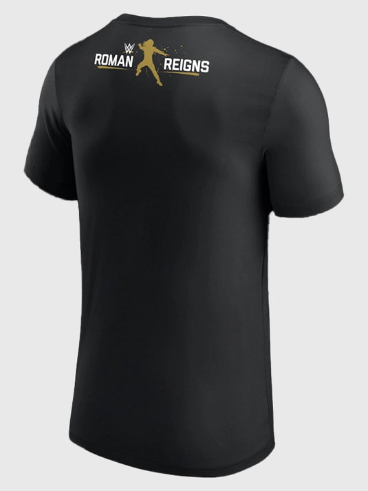 Black WWE RAW 2026 crewneck t-shirt recreated with Roman Reigns OTC-1 gold print and a clean, fan-ready design.