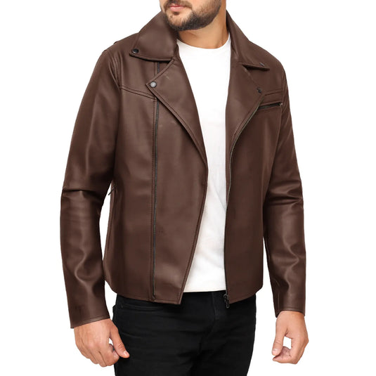 David Dark Brown Motorcycle Leather Jacket