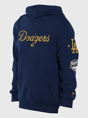 RECREATED New Era Los Angeles Dodgers 2026 Gold Collection Navy Hoodie showcasing a clean pullover design with classic team-inspired branding