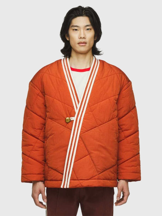 RECREATED Adidas Orange CLOT wrap puffer jacket by Edison Chen with a structured modern silhouette