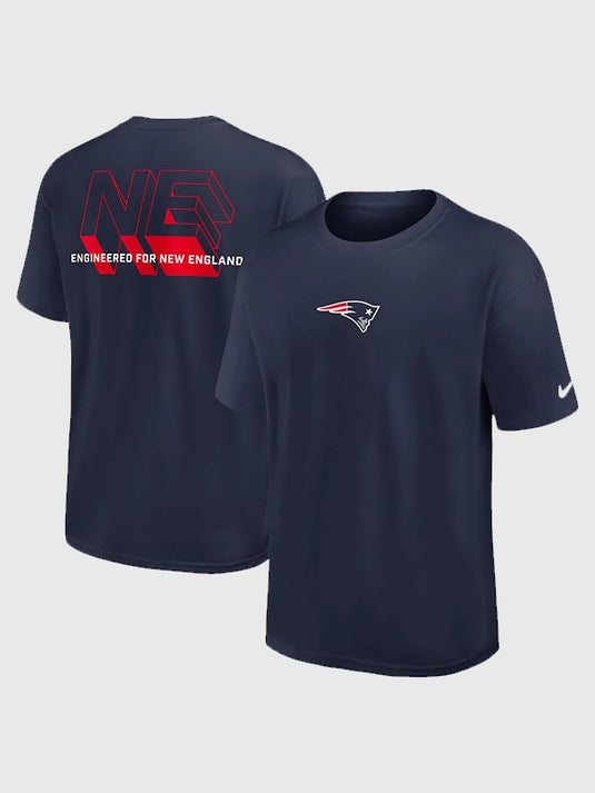 Navy New England Patriots Max90 t-shirt recreated with Dominate The Game graphic and soft cotton feel by Nike