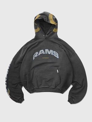 Los Angeles Rams Fanatics x Represent Pullover Hoodie designed with relaxed unisex fit and clean modern streetwear silhouette