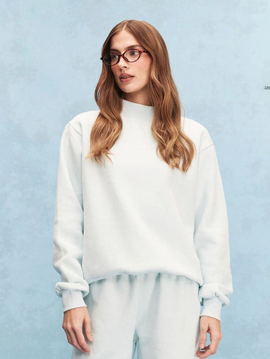 Parke 2026 tonal classic mockneck fleece sweatshirt in light blue with a soft, modern aesthetic