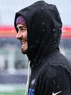 fBuffalo Bills Inspire Change 2025 black hoodie by Nike showcasing Opportunity Equity Freedom Justice design details