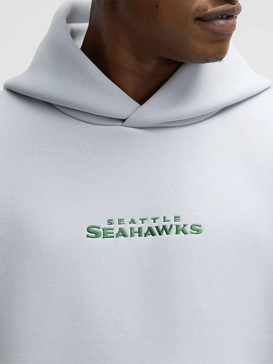 Seattle Seahawks Nike 2025 Rivalries oversized tech fleece grey hoodie with a relaxed fit and modern sportswear design.