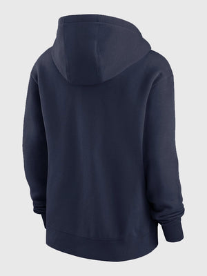 Recreated Denver Broncos 2025 Nike sideline pullover fleece hoodie in navy with a classic football look