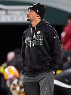 Jordan Love Green Bay Packers black pullover hoodie with Opportunity Equity Freedom Justice Inspire Change design by Nike