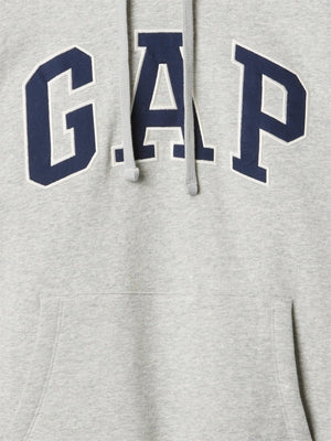 RECREATED Grey Gap x Young Miko 2026 Pullover Fleece Hoodie offering comfortable fleece construction with laid-back street style