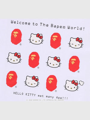 Recreated Hello Kitty 2026 white graphic T-shirt by A Bathing Ape featuring bold front print and smooth fabric finish