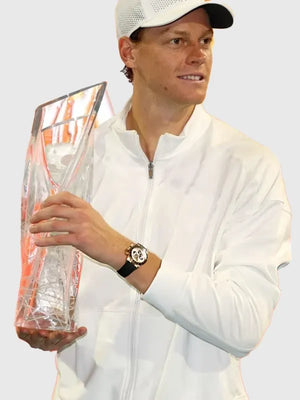 RECREATED Miami Open 2026 Jannik Sinner White Track Jacket showcasing a clean zip-up design with tennis-inspired detailing
