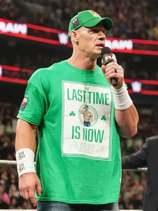 Recreation 2025 green John Cena RAW T-shirt with bold graphic and comfortable cotton fabric.