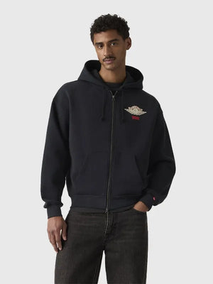 Recreated Levi’s x Jordan collaboration full-zip hoodie in black with athletic-inspired design and soft fleece interior