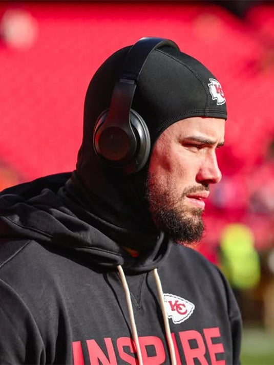 Black Nike Kansas City Chiefs sideline hoodie from the 2025 Inspire Change lineup with bold typography