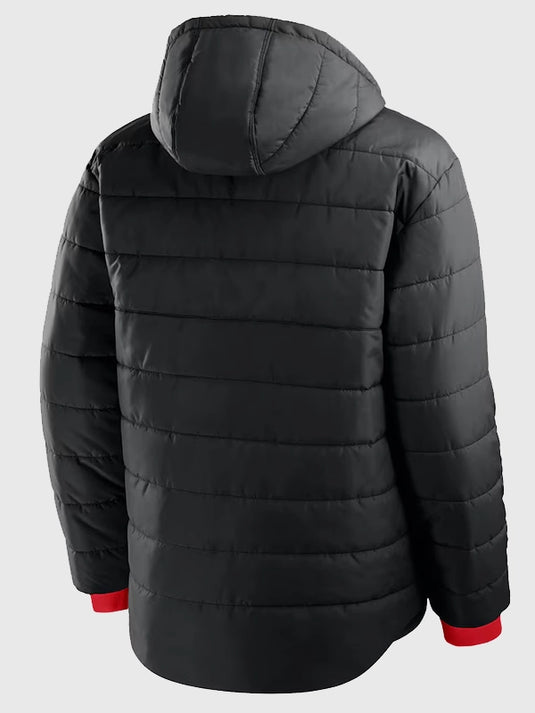 Stylish black full-zip puffer jacket by Fanatics showcasing Kansas City Chiefs pride.